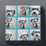 Aqua Instagram Photo Collage met 9 vierkante foto' Fotoplaat<br><div class="desc">Gebruik je foto's zonder lijsten om je eigen kunstwerk te creëer! Voeg uw favoriete afbeeldingen en momentopnamen toe aan deze strip voor een leuke geheugenhouder. Een artistieke manier om je beste foto's te tonen die foto's delen.</div>