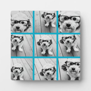 Aqua Instagram Photo Collage met 9 vierkante foto' Fotoplaat