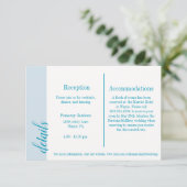 Aqua Invitation Insert, Caroline Wedding Informatiekaartje (Staand voorkant)