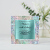 Aqua Iridescent Diamond bestudeerde Folie 70e verj Kaart (Staand voorkant)