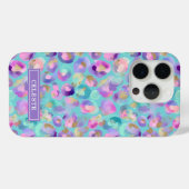 Aqua Iridescent Luipaardprint Monogram Case-Mate iPhone Case (Achterkant (horizontaal))