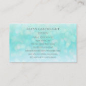 Aqua Iridescent Sparkle Bokeh met geborsteld zilve Visitekaartje (Achterkant)
