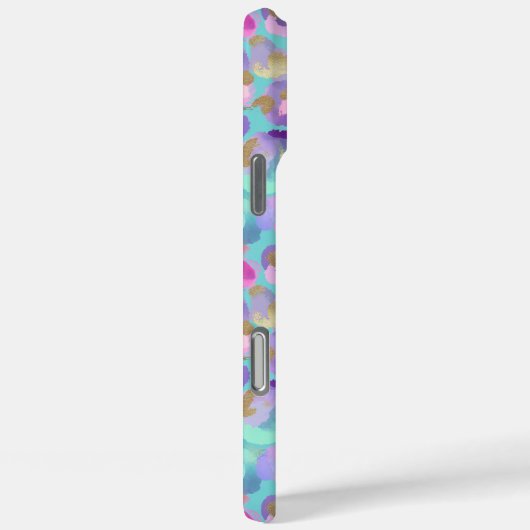 Aqua Iridescente Luipaardprint Monogram Case-Mate iPhone Case (Achterkant / Rechts)