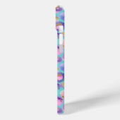 Aqua iriserende luipaardprint met monogram Case-Mate iPhone case (Achterkant / Links)