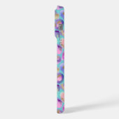 Aqua iriserende luipaardprint met monogram iPhone hoesje (Linkerkant)
