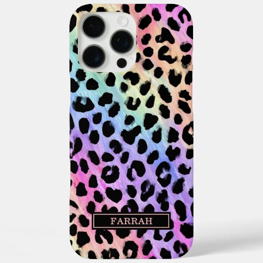 Aqua Iriserende Luipaardprint Monogram Case-Mate iPhone Case (Achterkant)