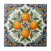 Aqua Italiaans Majolica Sinaasappel Citrus Ontwerp