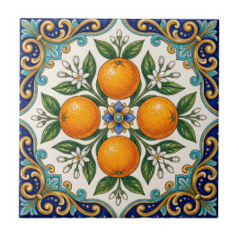 Aqua Italiaans Majolica Sinaasappel Citrus Ontwerp Tegeltje