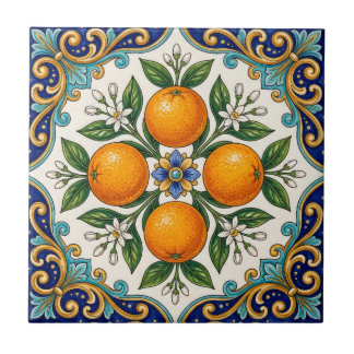 Aqua Italiaans Majolica Sinaasappel Citrus Ontwerp Tegeltje