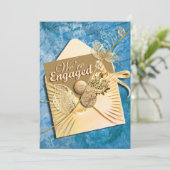 Aqua-ivoorstrand verloving kaart (Staand voorkant)