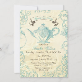 Aqua Ivory Rozen Bridal Tea Uitnodiging