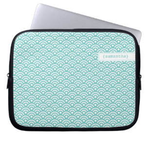 Aqua Japans Seigaiha Pattern Laptop Sleeve