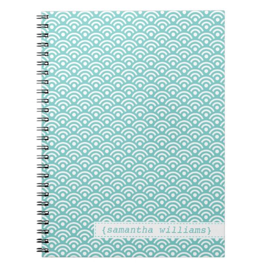 Aqua Japans Seigaiha Pattern Notitieboek (Voorkant)