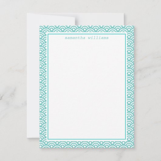 Aqua Japans Seigaiha Pattern Notitiekaartje (Voorkant)