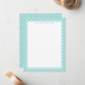 Aqua Japans Seigaiha Pattern Notitiekaartje (Voorkant / Achterkant in situ)