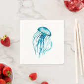 Aqua Jellyfish Waterverf design Servetten (Insitu)