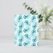 Aqua Jellyfish Waterverf Pattern Briefkaart (Staand voorkant)