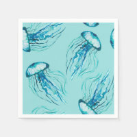 Aqua Jellyfish Waterverf Pattern