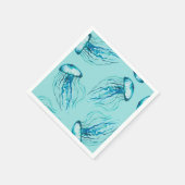 Aqua Jellyfish Waterverf Pattern Servet (Hoek)