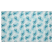 Aqua Jellyfish Waterverf Pattern Stof (Fat Quarter)