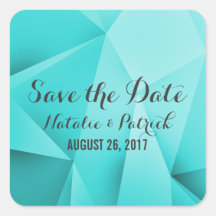 Aqua Jewel Tones Save the Date Stickers
