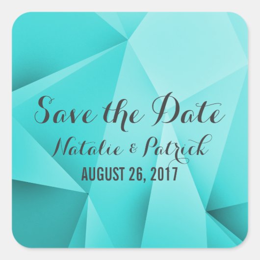 Aqua Jewel Tones Save the Date Stickers (Voorkant)