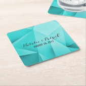 Aqua Jewel Tones Wedding Paper Onderzetters (Schuin)