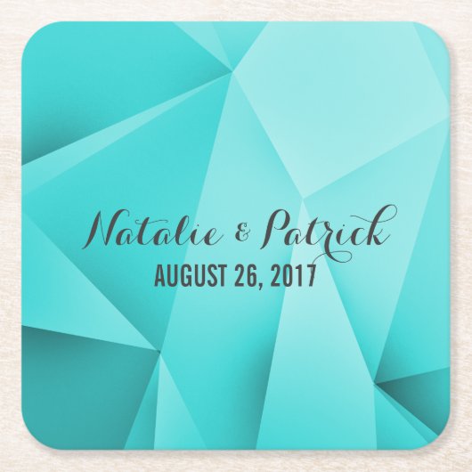 Aqua Jewel Tones Wedding Paper Onderzetters (Voorkant)