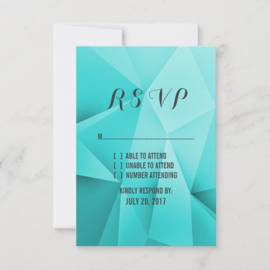 Aqua Jewel Tones Wedding RSVP Kaart (Voorkant)