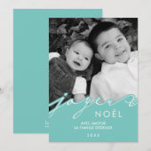 Aqua Joyeux Noël Foto Feestdagenkaart (Voorkant / Achterkant)