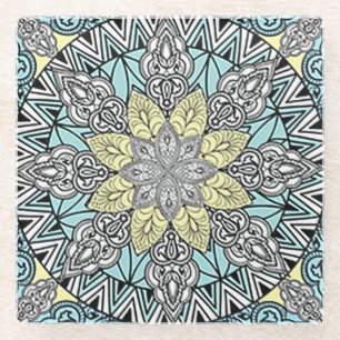 Aqua Kaleidoscoop Glas Onderzetter
