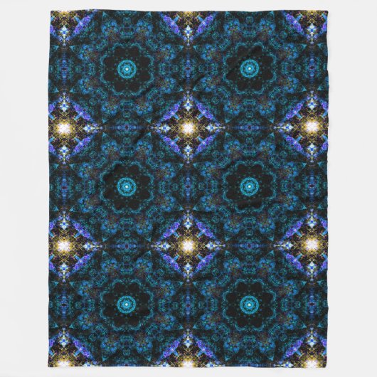 Aqua Kaleidoscope-effect Fleece Deken (Voorkant)