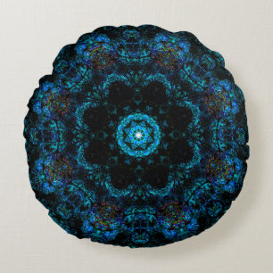 Aqua Kaleidoscope-effect Rond Kussen