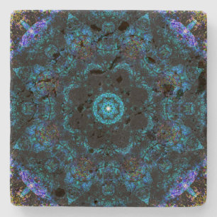 Aqua Kaleidoscope-effect Stenen Onderzetter