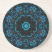 Aqua Kaleidoscope-effect Zandsteen Onderzetter (Voorkant)