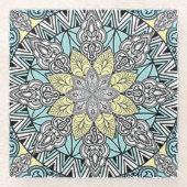 Aqua Kaleidoscope Glas Placeermat Glazen Onderzetter (Voorkant)