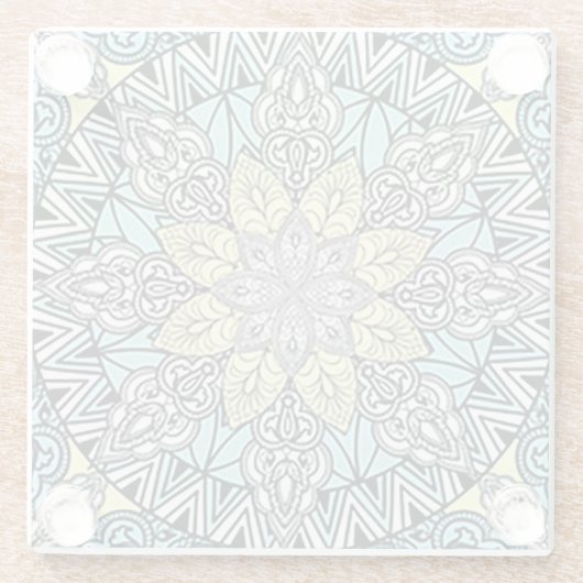 Aqua Kaleidoscope Glas Placeermat Glazen Onderzetter (Achterkant)