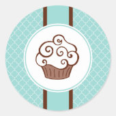Aqua Kantstrook Cupcake Stickers (Voorkant)