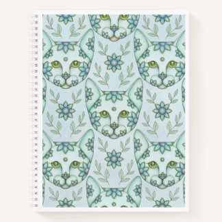 AQUA KATTEN MET BLOEMEN SCHETSBOEK Spiraal Noteboo Notitieboek