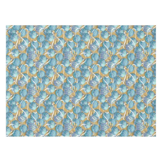 Aqua Kerstballen Tafelkleed (Voorkant (Horizontaal))