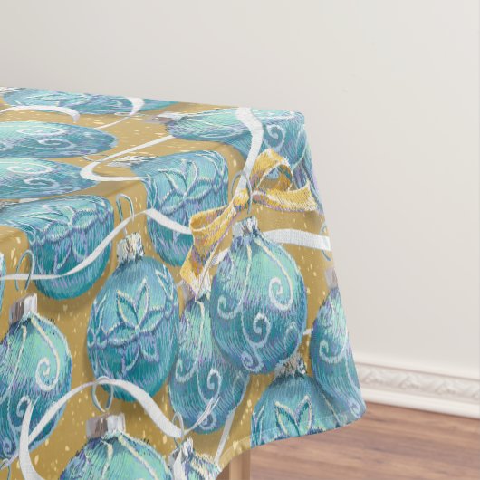 Aqua Kerstballen Tafelkleed (Voorbeeld)