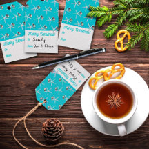 Aqua kerstcadeautassen Starfish en Ornament