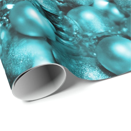 Aqua Kerstmis Baubles Cadeaupapier (Rol Hoek)