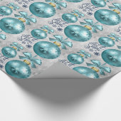 Aqua Kerstornament Holiday Cadeaupapier (Hoek)