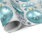 Aqua Kerstornament Holiday Cadeaupapier (Rol Hoek)