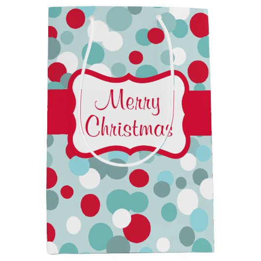 Aqua kerstStippen Gift Bag Medium Cadeauzakje (Voorkant)