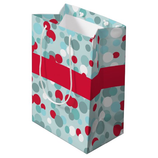 Aqua kerstStippen Gift Bag Medium Cadeauzakje (Achterkant Gekanteld)