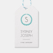 Aqua Ketting Monogram Logo | Joodse Labels Cadeaulabel (Voorkant)
