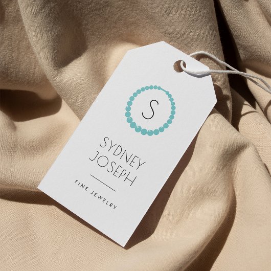 Aqua Ketting Monogram Logo | Joodse Labels Cadeaulabel