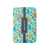 Aqua | Kinder naam van het kleurrijke dinosauruspa Badmat (Voorkant Verticaal)